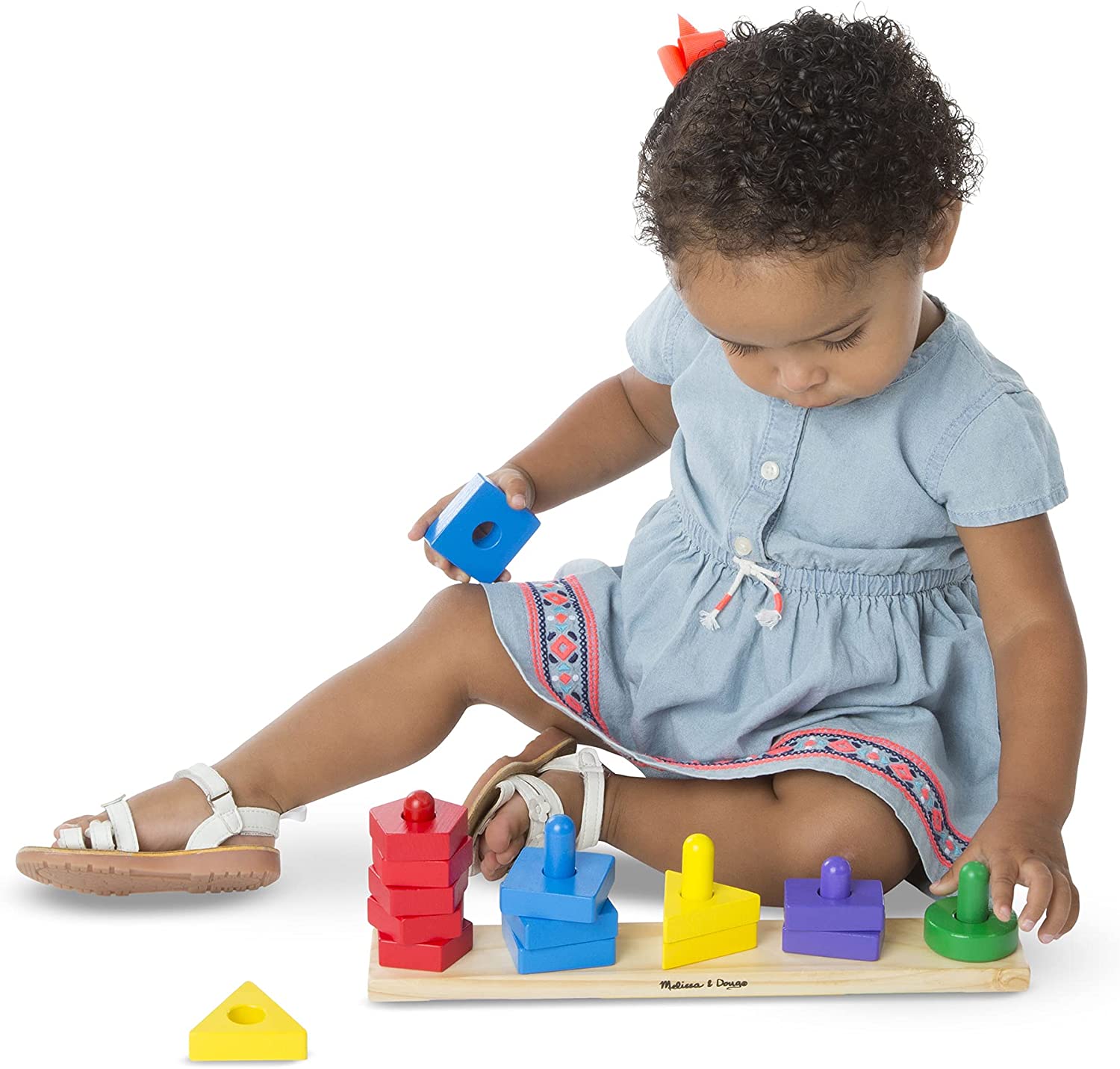 Melissa & Doug Stack and Sort Board - Wooden Educational Toy With 15 Solid Wood Pieces