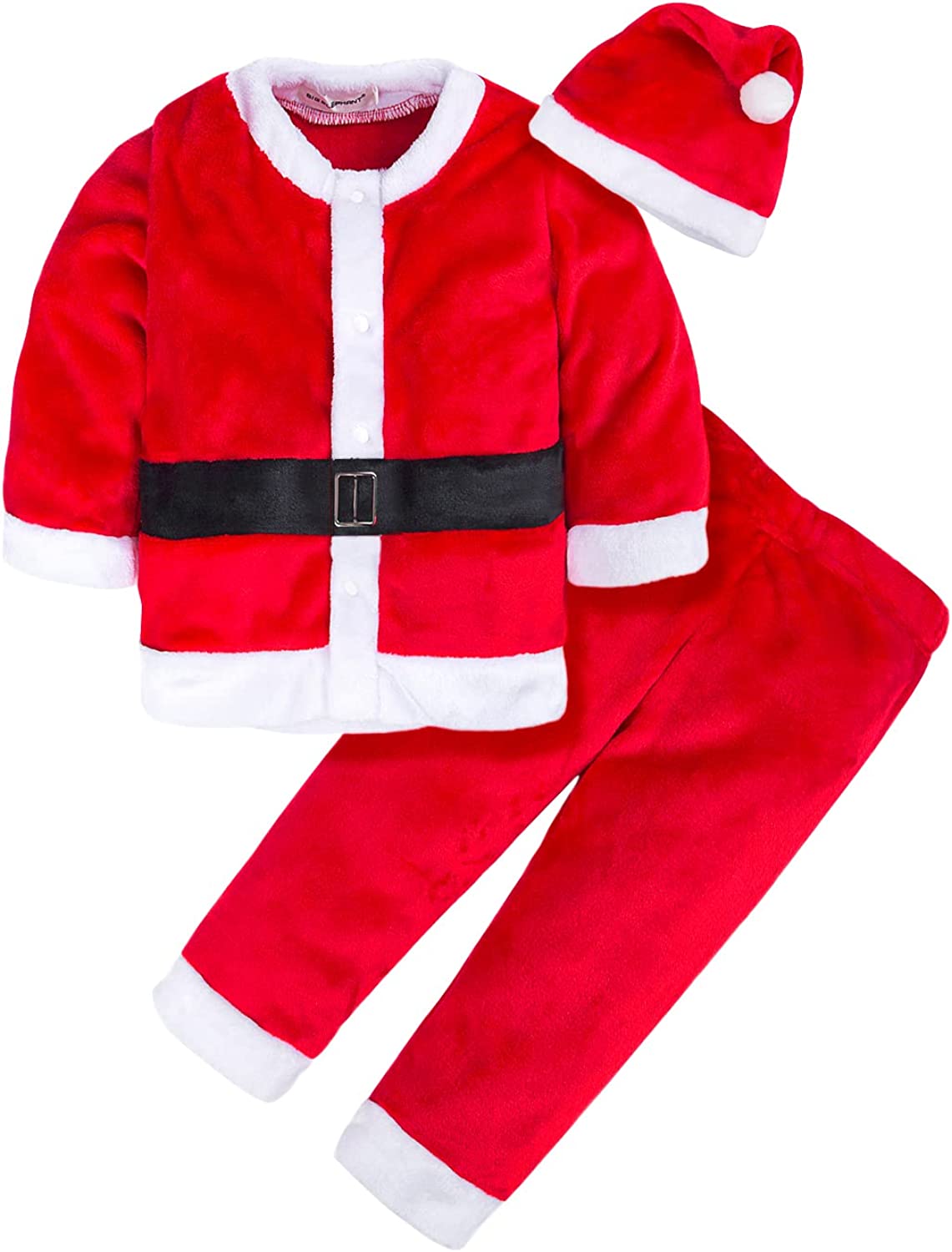 BIG ELEPHANT Unisex Baby 1 Piece Warm Christmas Long Sleeve Romper Pajama with Hat