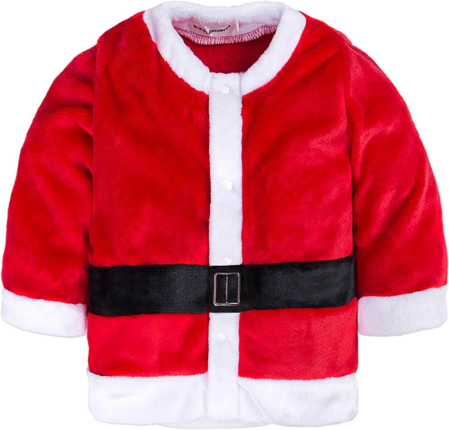 BIG ELEPHANT Unisex Baby 1 Piece Warm Christmas Long Sleeve Romper Pajama with Hat