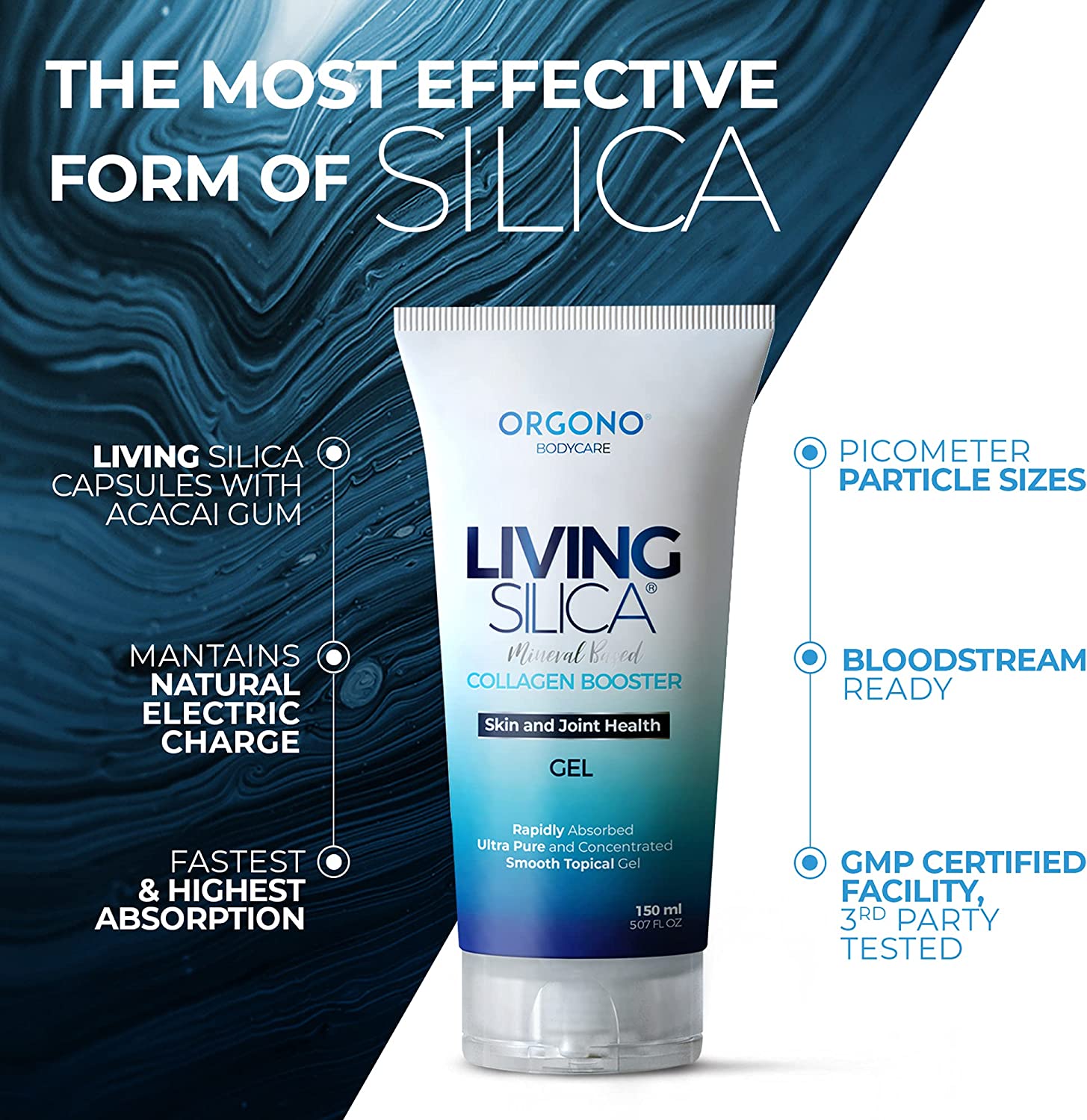 Living Silica Collagen Booster Gel | Living Silica Supplement for Skin Application and Dermal Absorp