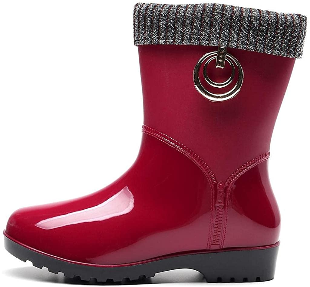 Aunimeifly Short rain Boots for Women and Waterproof Garden Shoes Stylish Light Ankle Rain Shoes and