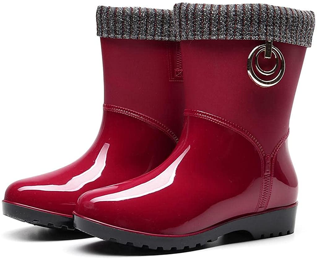 Aunimeifly Short rain Boots for Women and Waterproof Garden Shoes Stylish Light Ankle Rain Shoes and