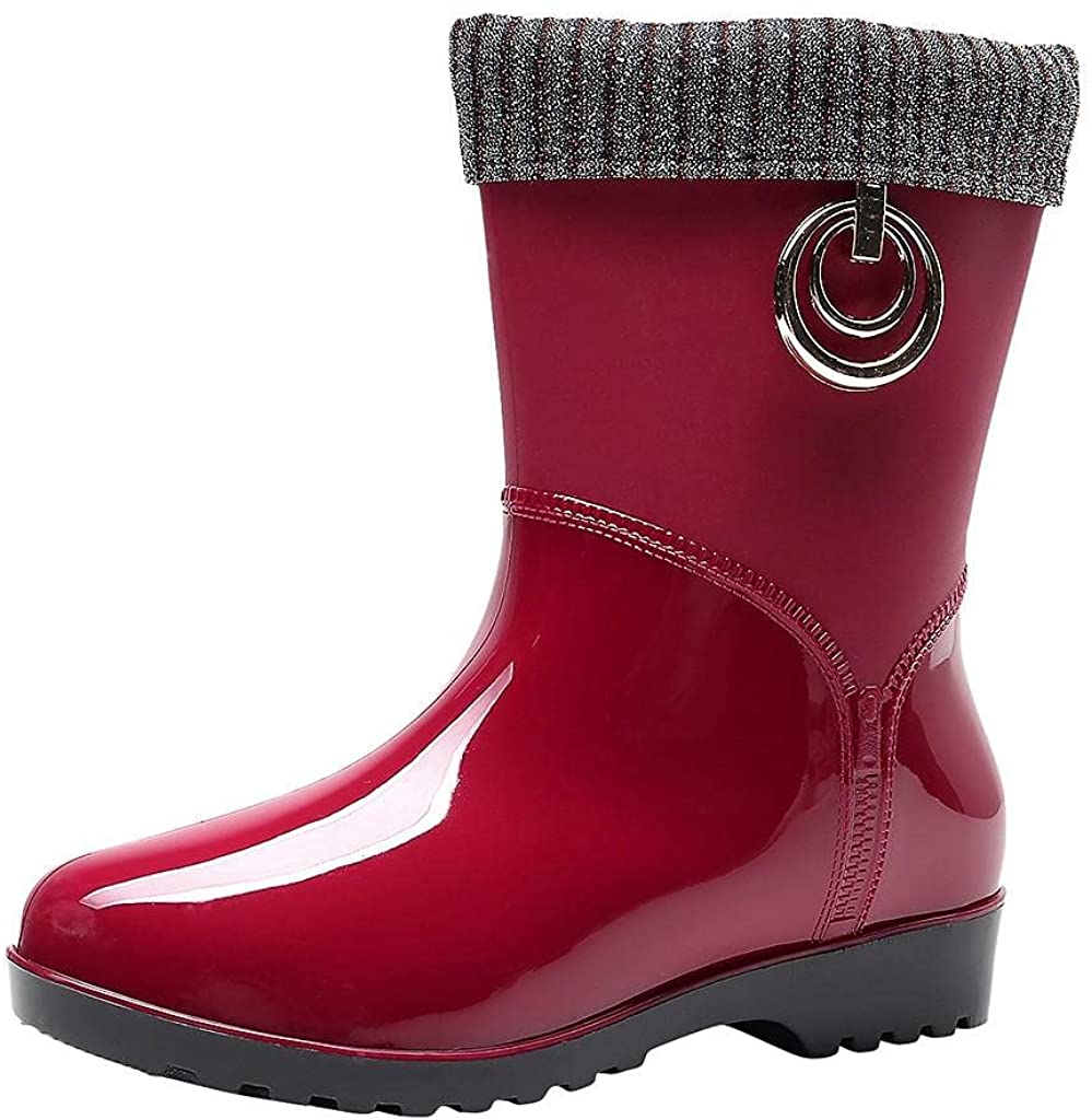 Aunimeifly Short rain Boots for Women and Waterproof Garden Shoes Stylish Light Ankle Rain Shoes and