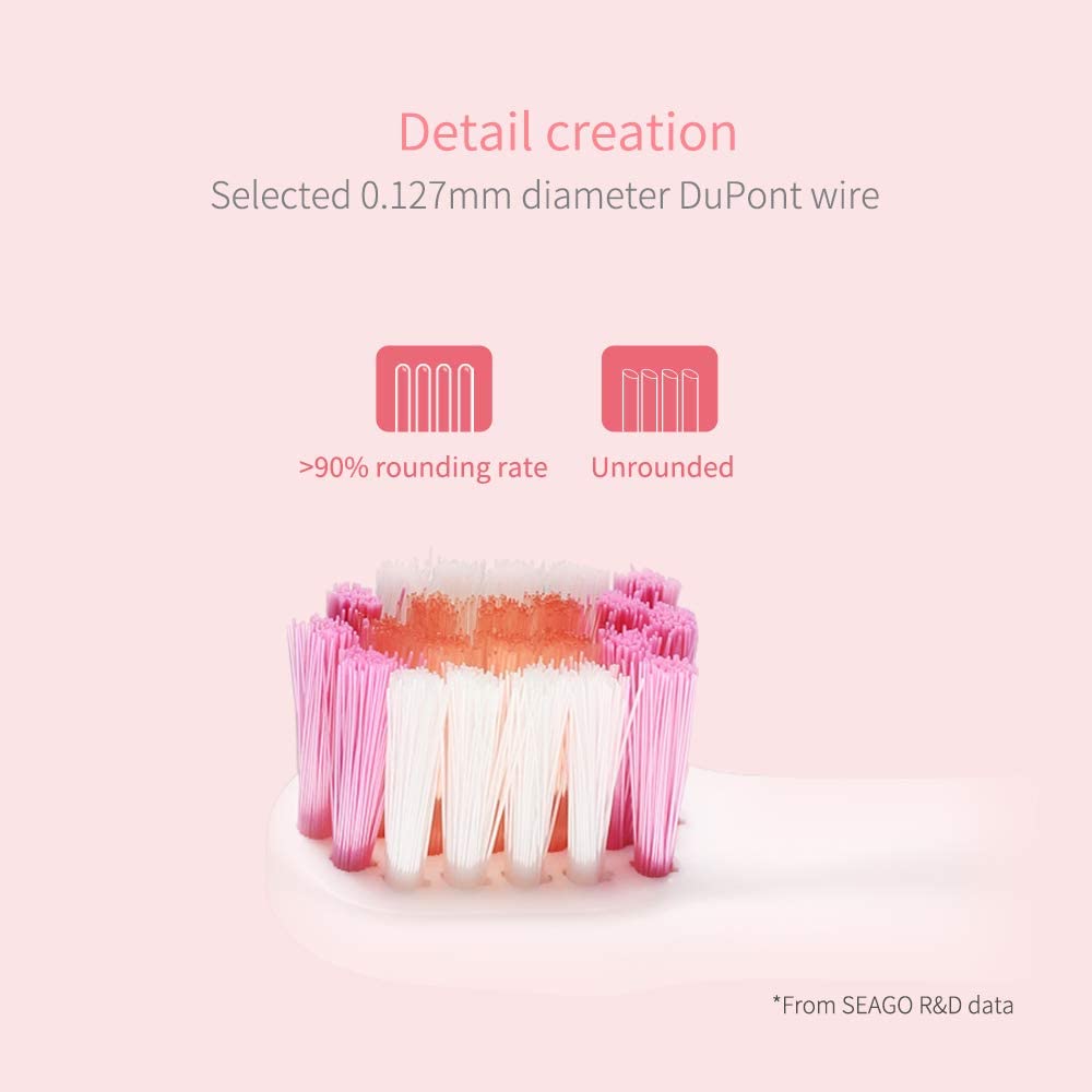 SEAGO Kids Sonic Electric Toothbrush, USB Rechargeable, 2-Min Timer , 3 Modes, IPX7 Waterproof, 40,0