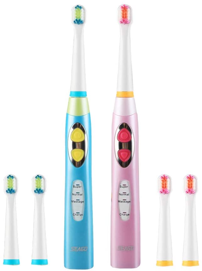 SEAGO Kids Sonic Electric Toothbrush, USB Rechargeable, 2-Min Timer , 3 Modes, IPX7 Waterproof, 40,0