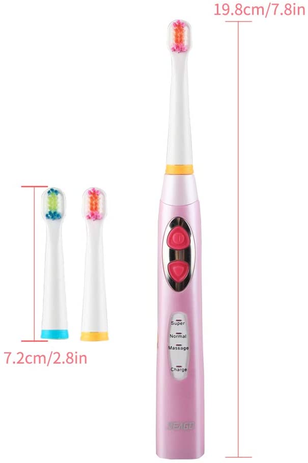 SEAGO Kids Sonic Electric Toothbrush, USB Rechargeable, 2-Min Timer , 3 Modes, IPX7 Waterproof, 40,0