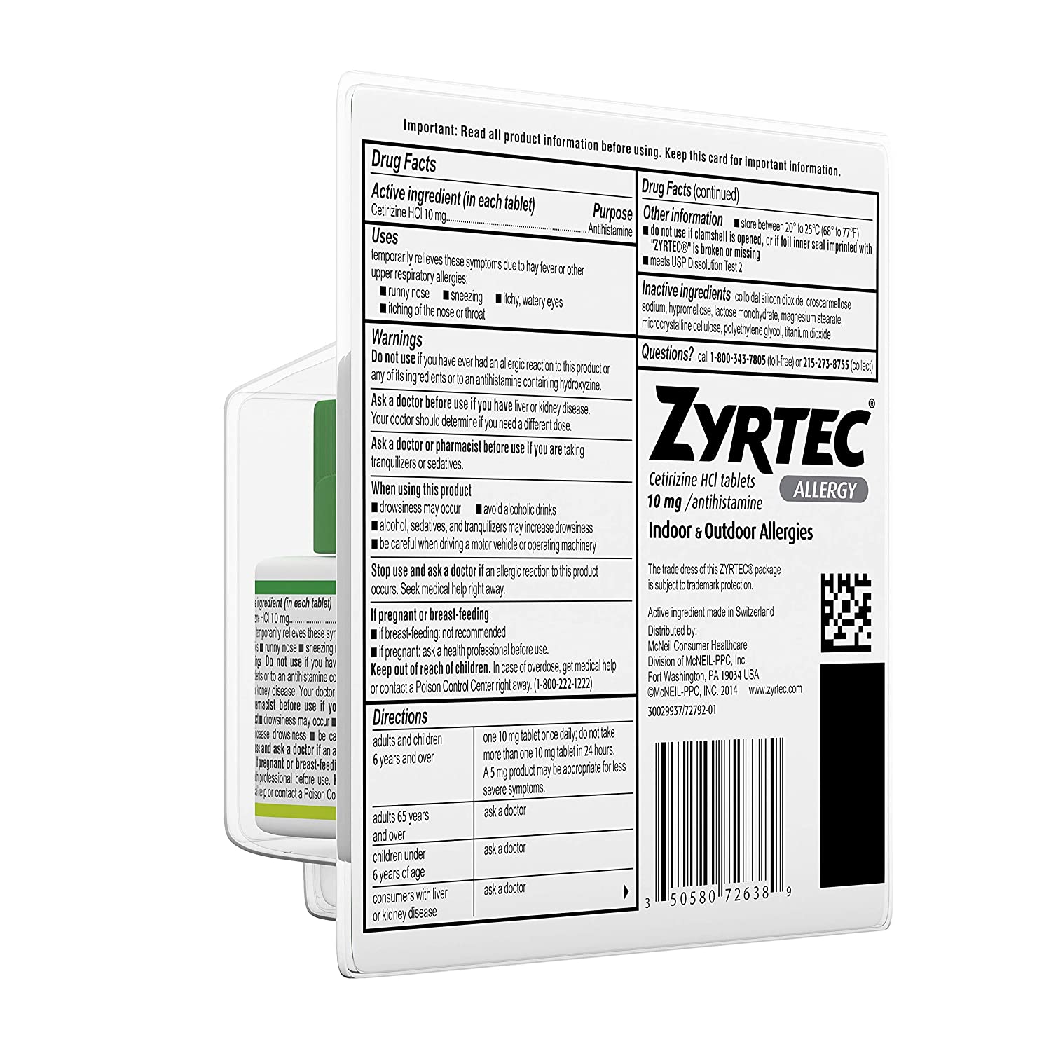 Zyrtec 24-Hour Allergy, 45 per Bottle