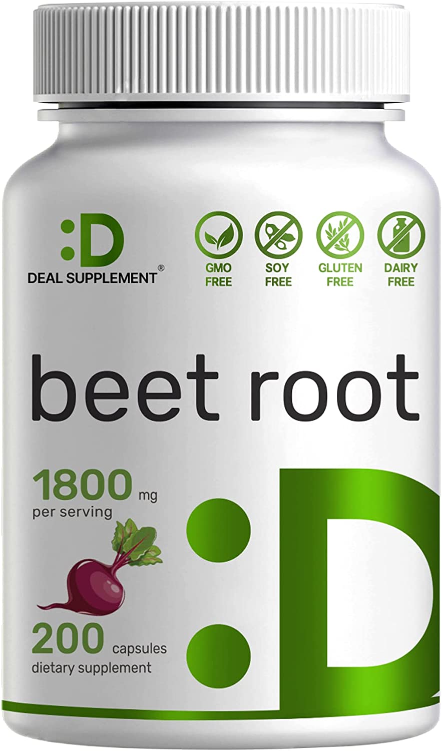 Beet Root Capsules - 1800mg Per Serving, 200 Counts, Made with Pure Beet Root Powder, Nitric Oxide B