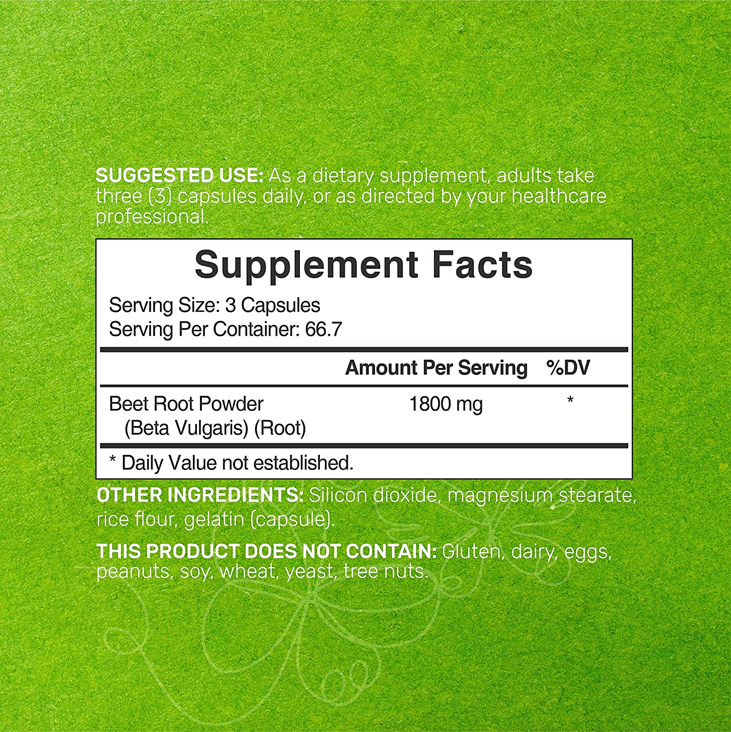 Beet Root Capsules - 1800mg Per Serving, 200 Counts, Made with Pure Beet Root Powder, Nitric Oxide B