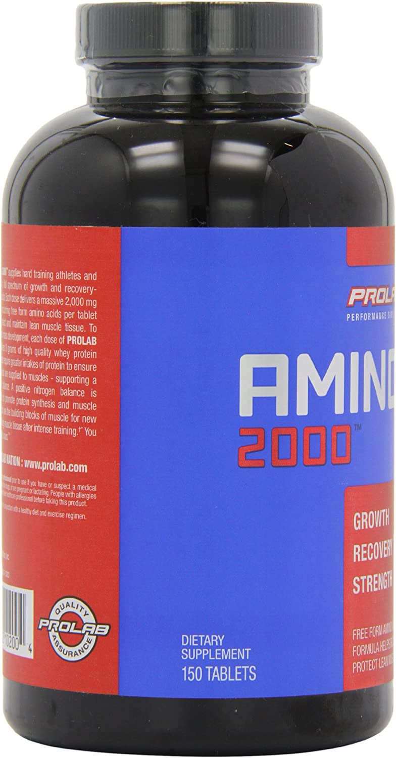 Prolab Nutrition Amino 2000, Essential Amino Acids, EAAs, Muscle Recovery, Lean Muscle Mass,150 tabl
