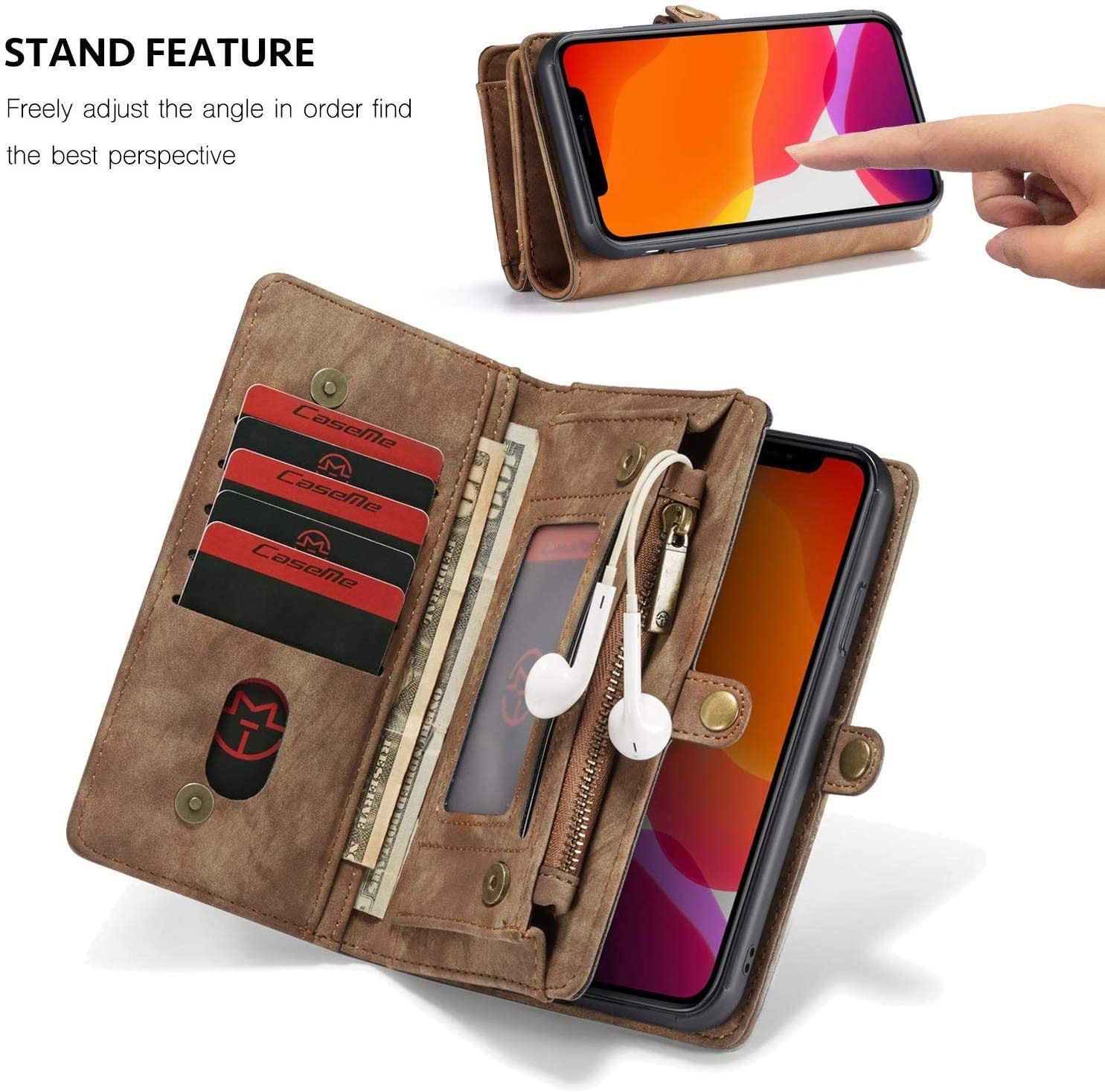 Jennyfly S20 Ultra Girls Wallet Cover, Women Retro Luxury PU Leather Removable Wallet Cover Multifun