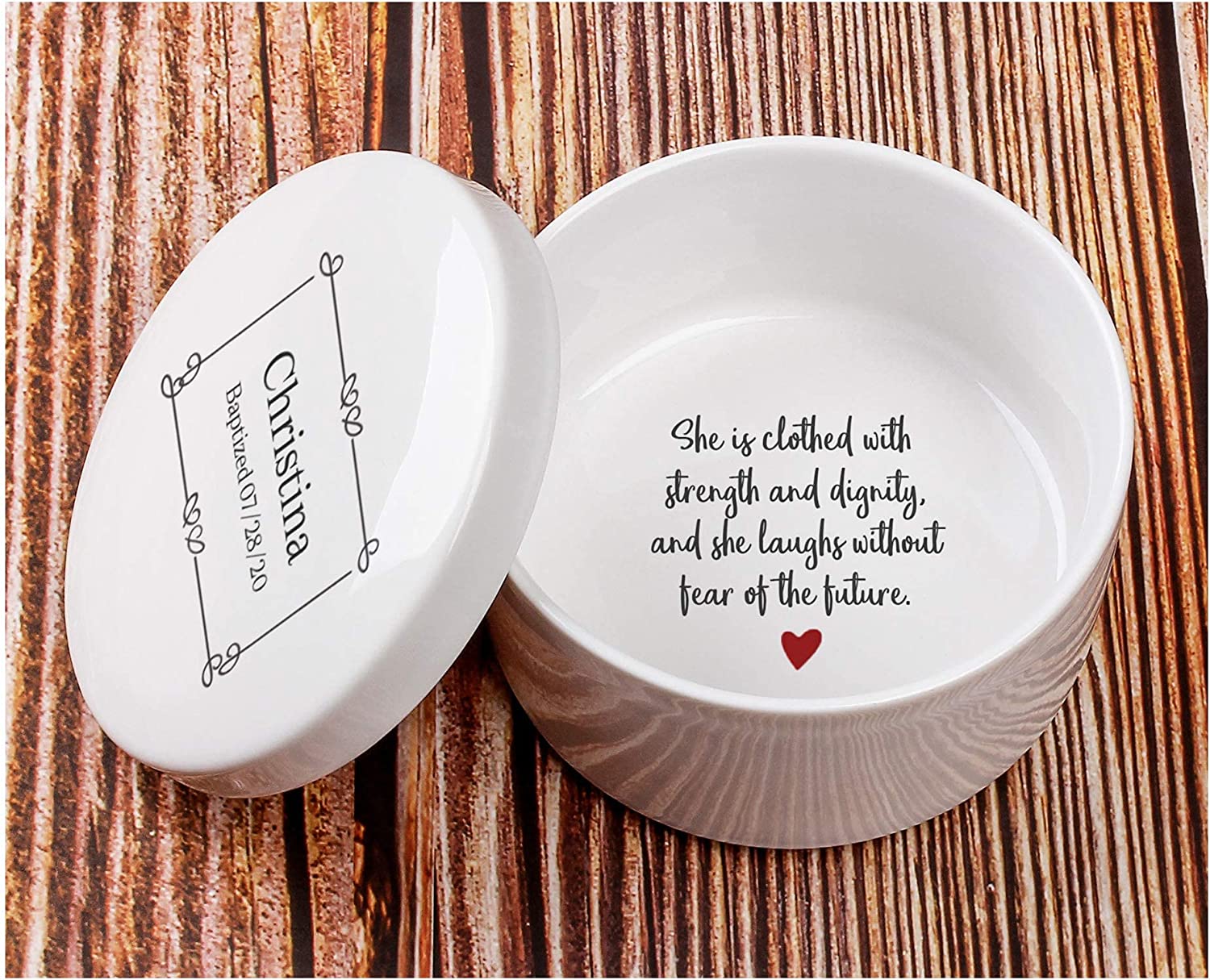 Personalized Baptism Keepsake Box Christening Confirmation First Communion Precious Moments Ceramic 