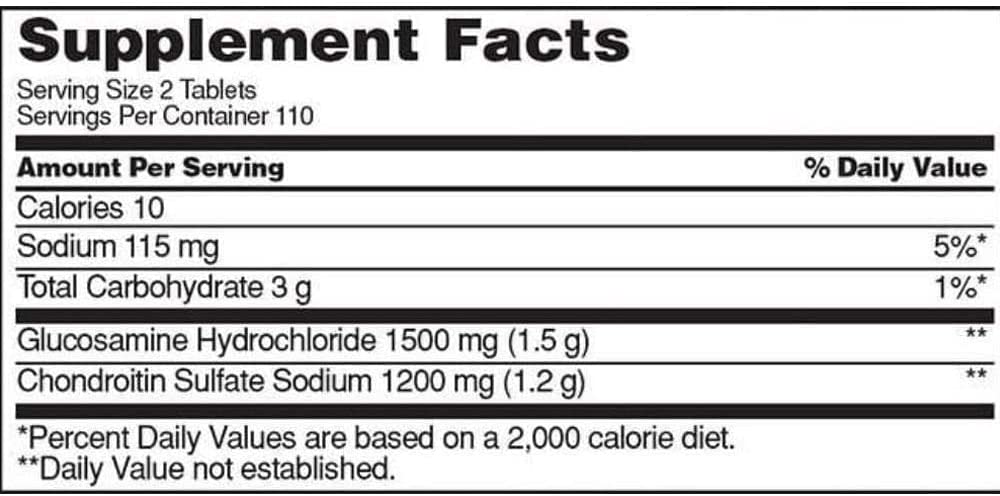 Kirkland Signature Extra Strength Glucosamine 1500mg/Chondroitin 1200mg Sulfate 220 Tablets (Pack of