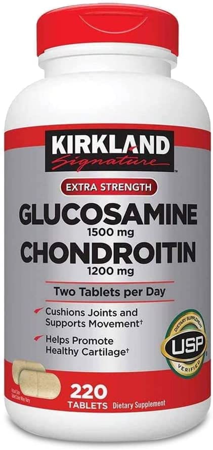 Kirkland Signature Extra Strength Glucosamine 1500mg/Chondroitin 1200mg Sulfate 220 Tablets (Pack of