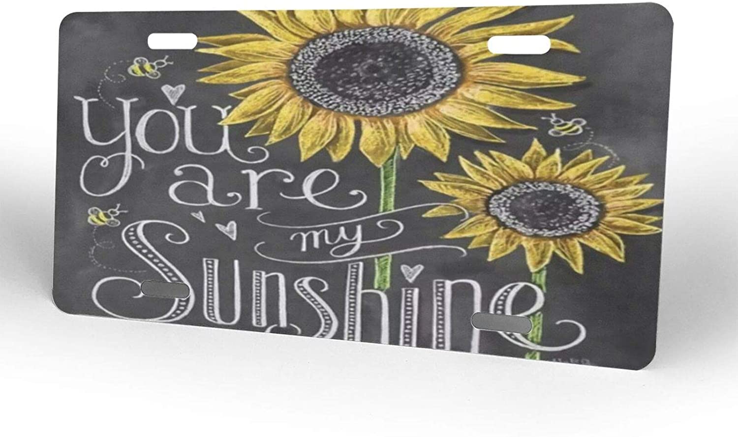 You are My Sunshine Bee Sunflower Print License Plate Frame Aluminum Metal Covers,Metal Novelty Car
