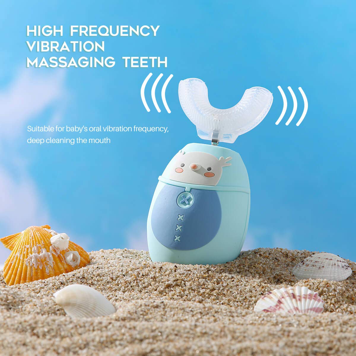 Upgraded Kids U Shaped Electric Toothbrush, 360° Automatic Whitening Rechargeable Sonic Toothbrush