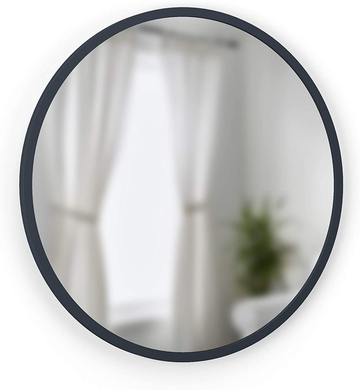 Umbra, Charcoal Hub 30” Round Wall Mirror with Rubber Frame, Modern Decor for Entryways, Bathrooms