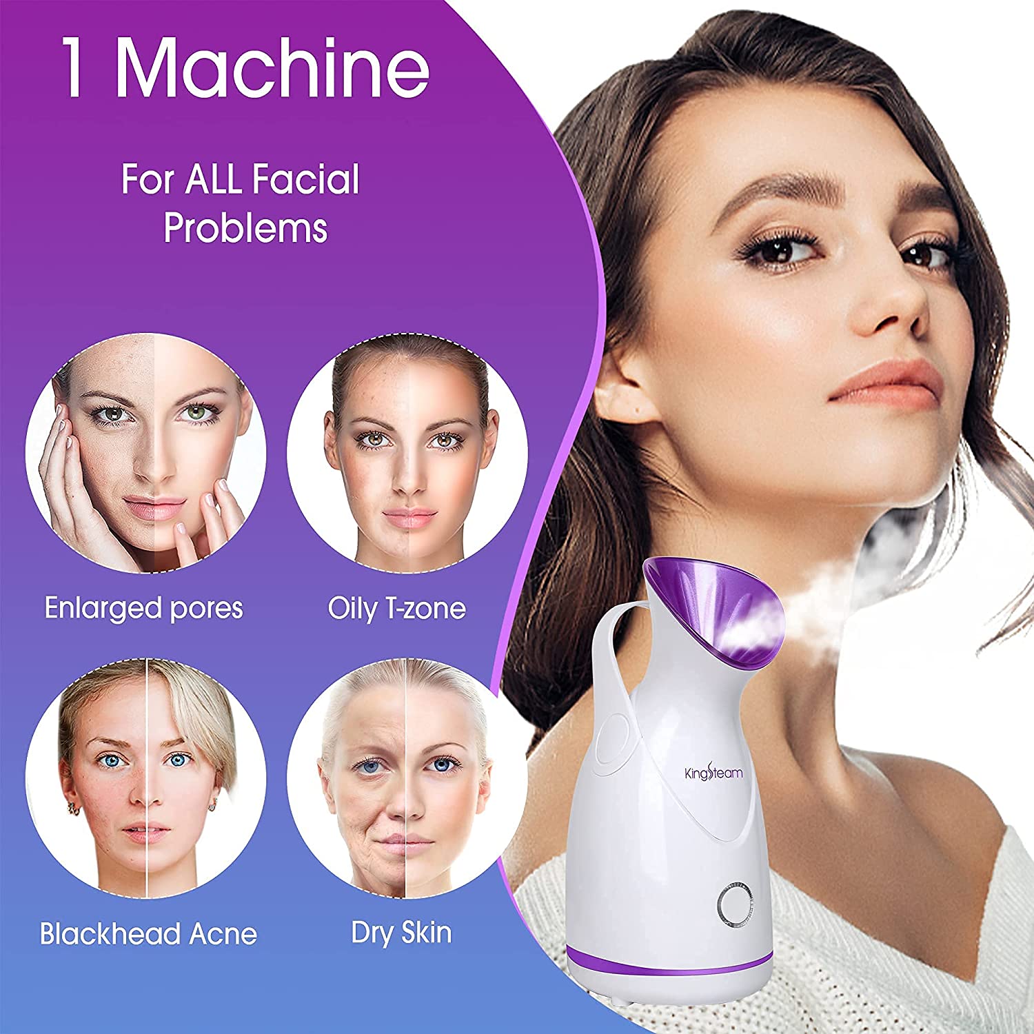 Kingsteam Facial Steamer, Face Steamer for Professional Facial Spa at Home.
