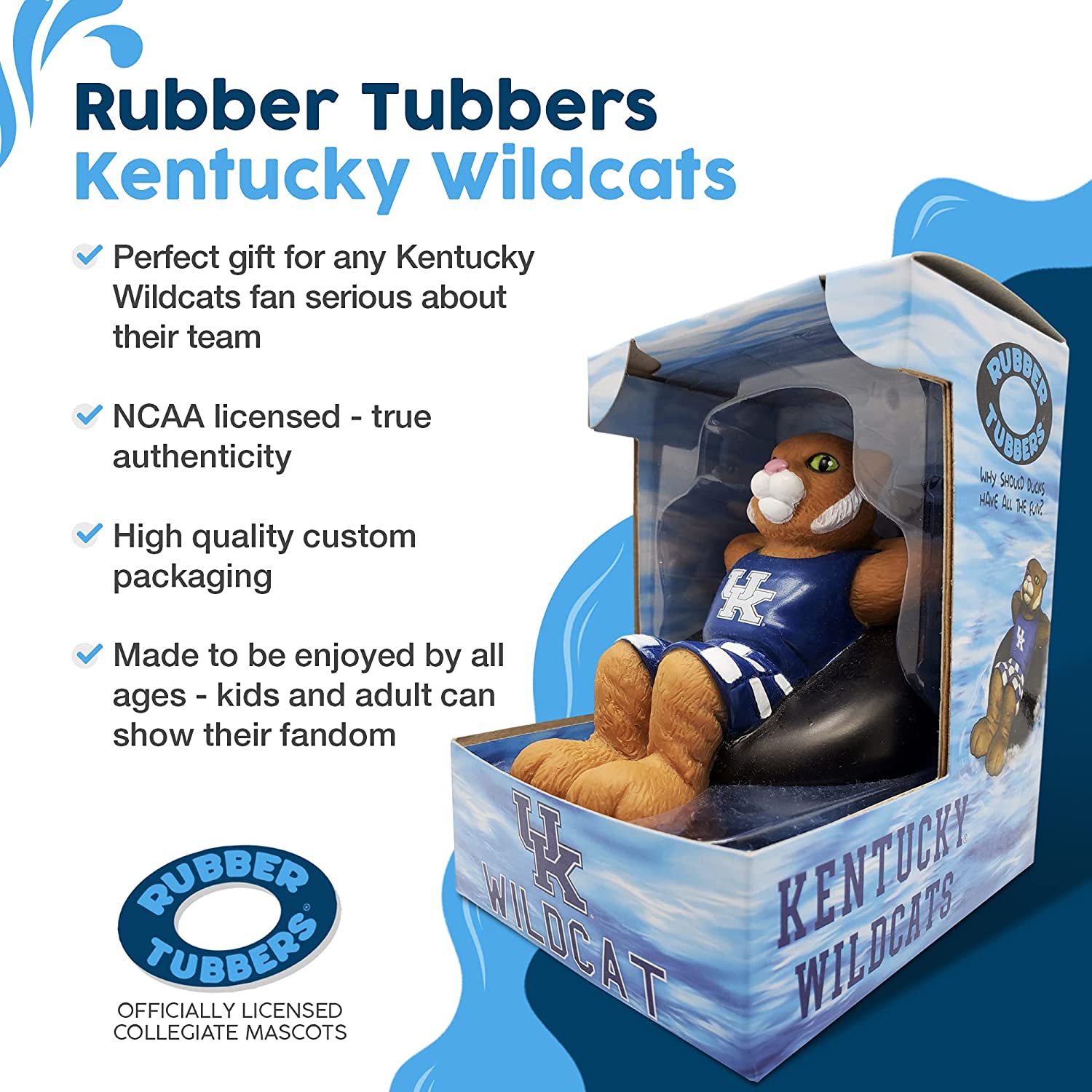 Rubber Tubbers University of Kentucky - Premium Bath Toy Collectible Sports Memorabilia - First Ever