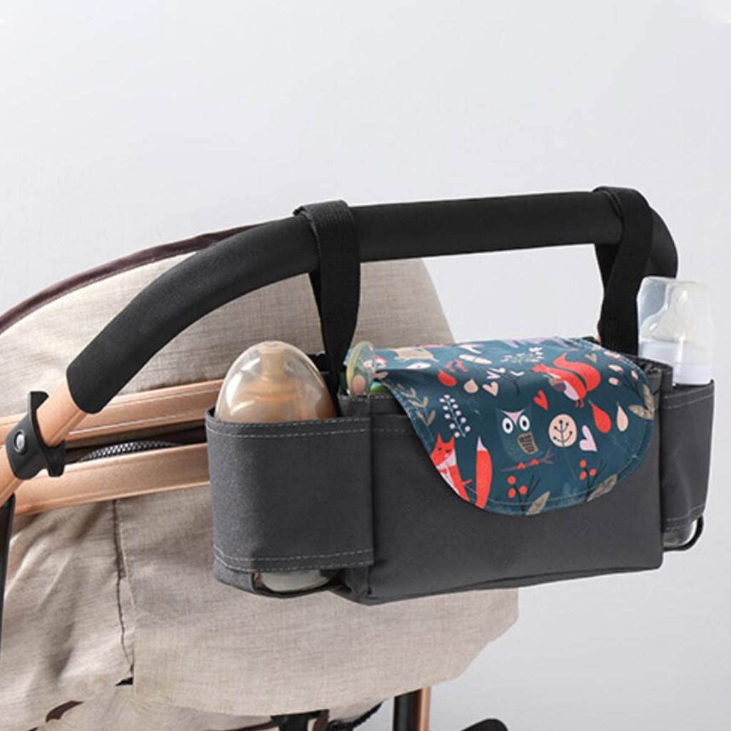 YIJU Baby Infant Stroller Organizer Pram Bag with Cup Holder Compatible for Carriage Stroller - Anim