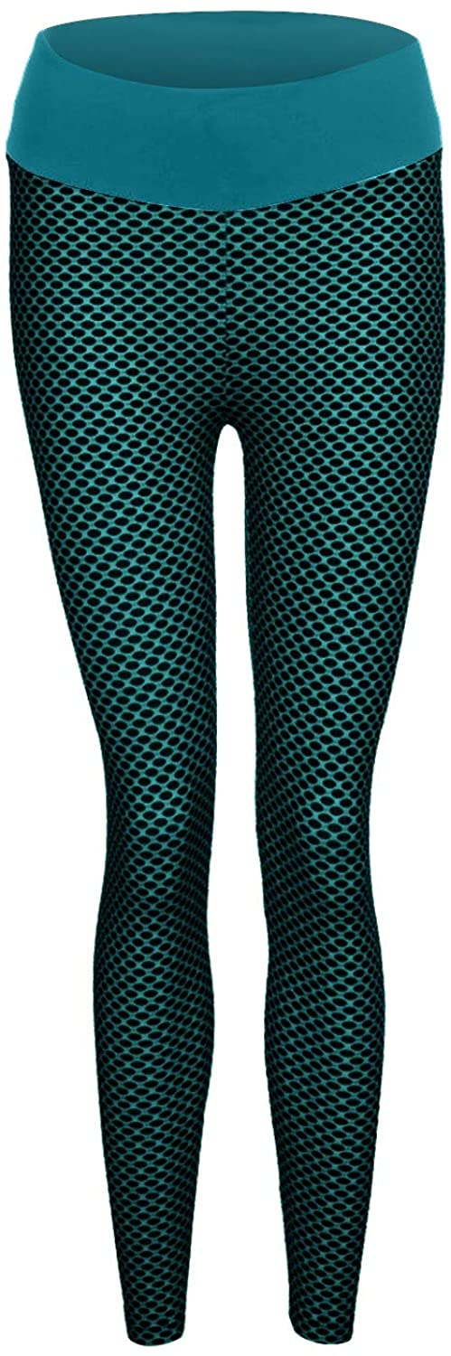 Dosoop 2Pcs High Waist Workout Stretchy Tummy Control Yoga Pants Bubble Hip Butt Lifting Legging Tex