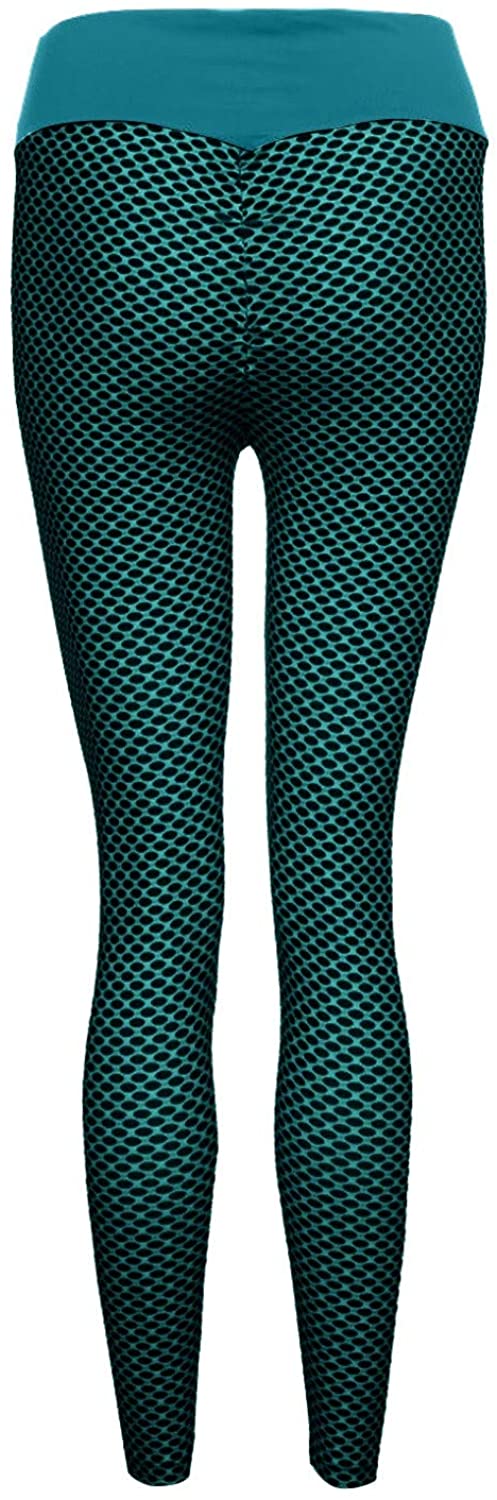 Dosoop 2Pcs High Waist Workout Stretchy Tummy Control Yoga Pants Bubble Hip Butt Lifting Legging Tex