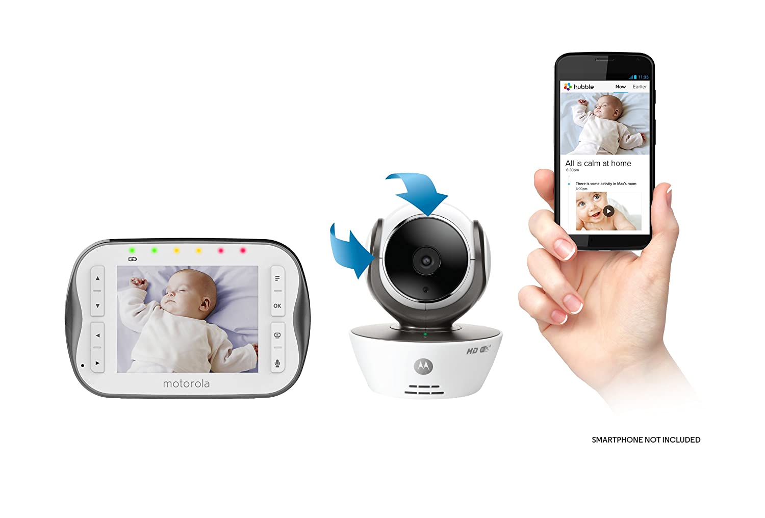 Motorola WiFi 3.5 Inch Video Baby Monitor Connect, Silver, Two Cameras