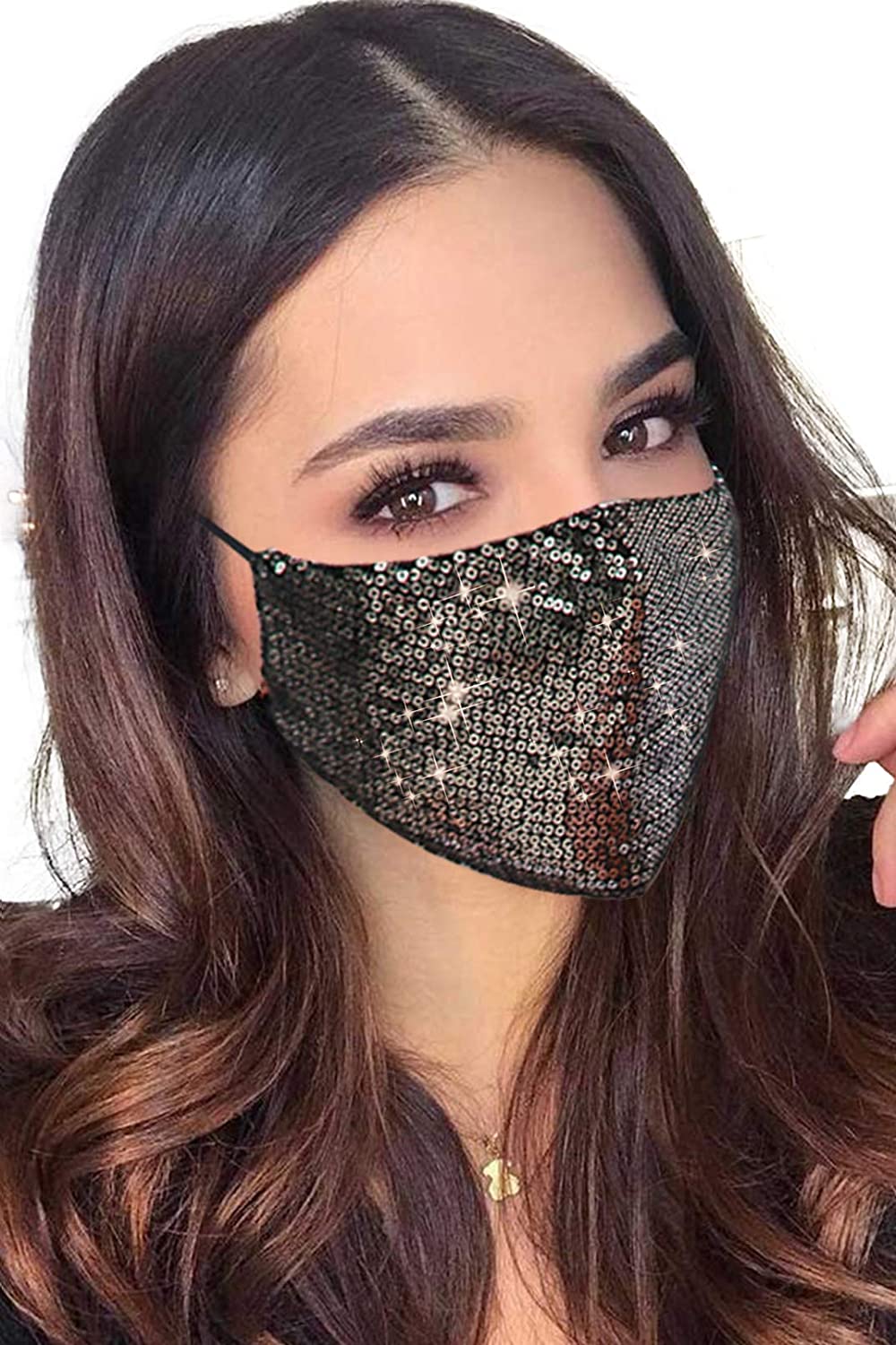 Halloween Christmas Masquerade Mask for Women Bling Sequins Fashion Party Face Mask for Girls