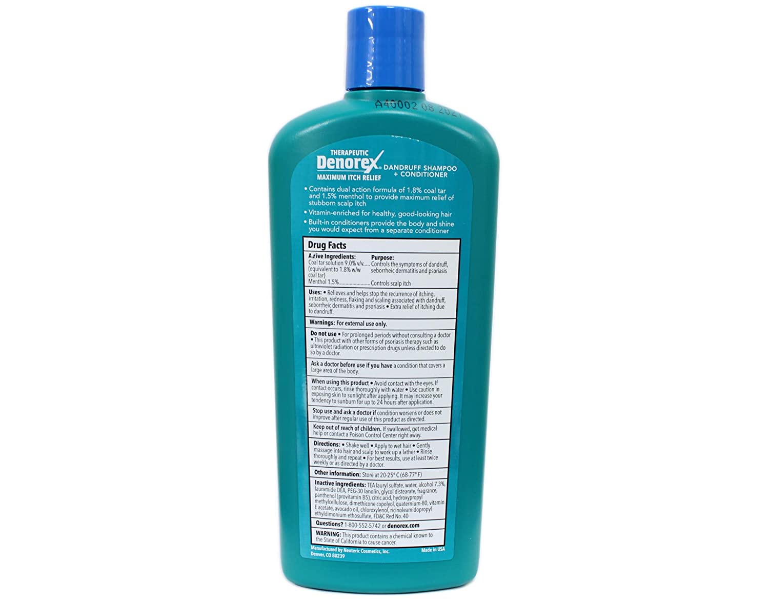 Denorex Therapeutic Maximum Itch Relief, Dandruff Shampoo plus