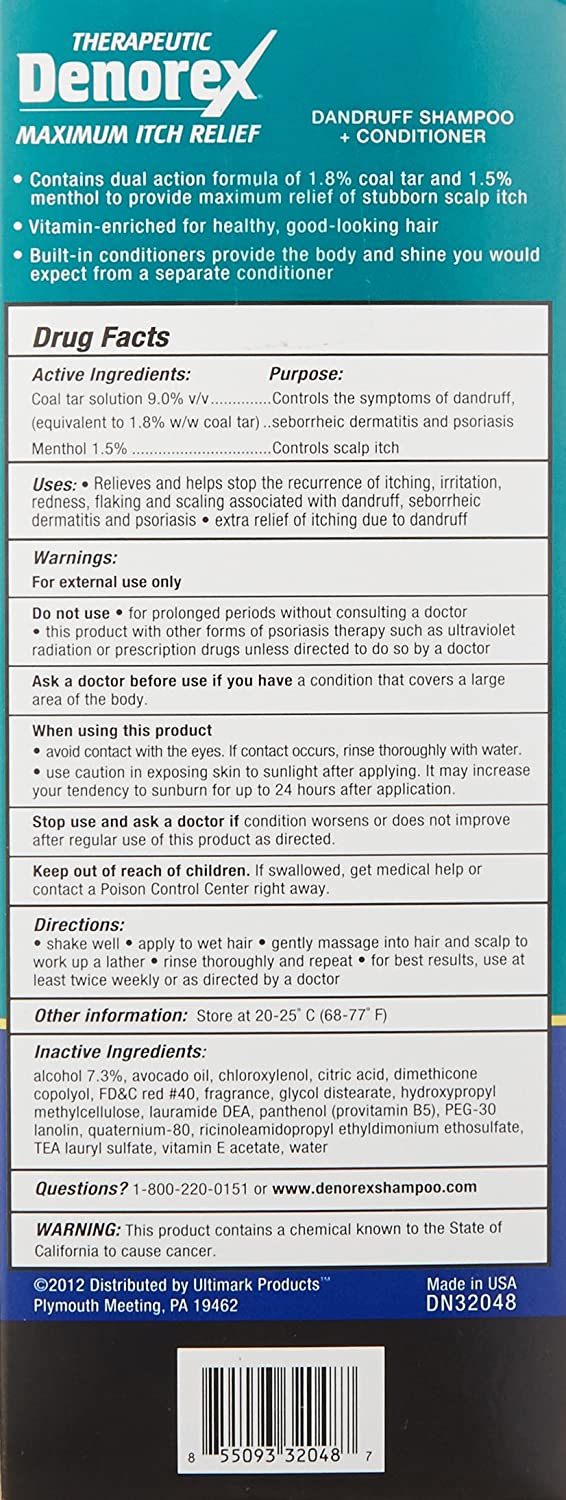 Denorex Therapeutic Maximum Itch Relief, Dandruff Shampoo plus Conditioner, 10oz