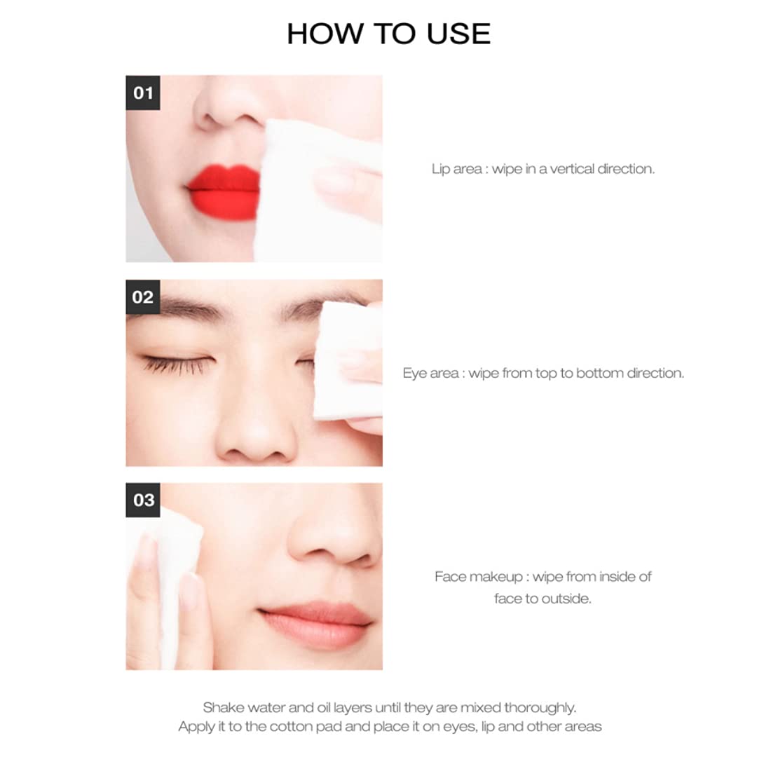 RNW DER. CLEAR Gentle Lip & Eye Makeup Remover, 120ml / 4.05 fl.oz, Vitamin Hydrating Korean Makeup