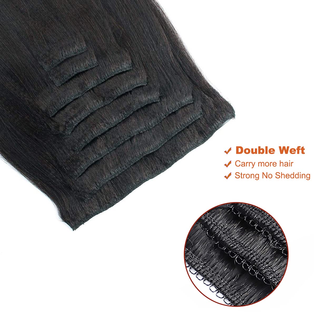 Kislemon Clip in Human Hair Extensions Ombre Straight Hair 125g 100% Human Hair 8Pcs Total of 18 Cli