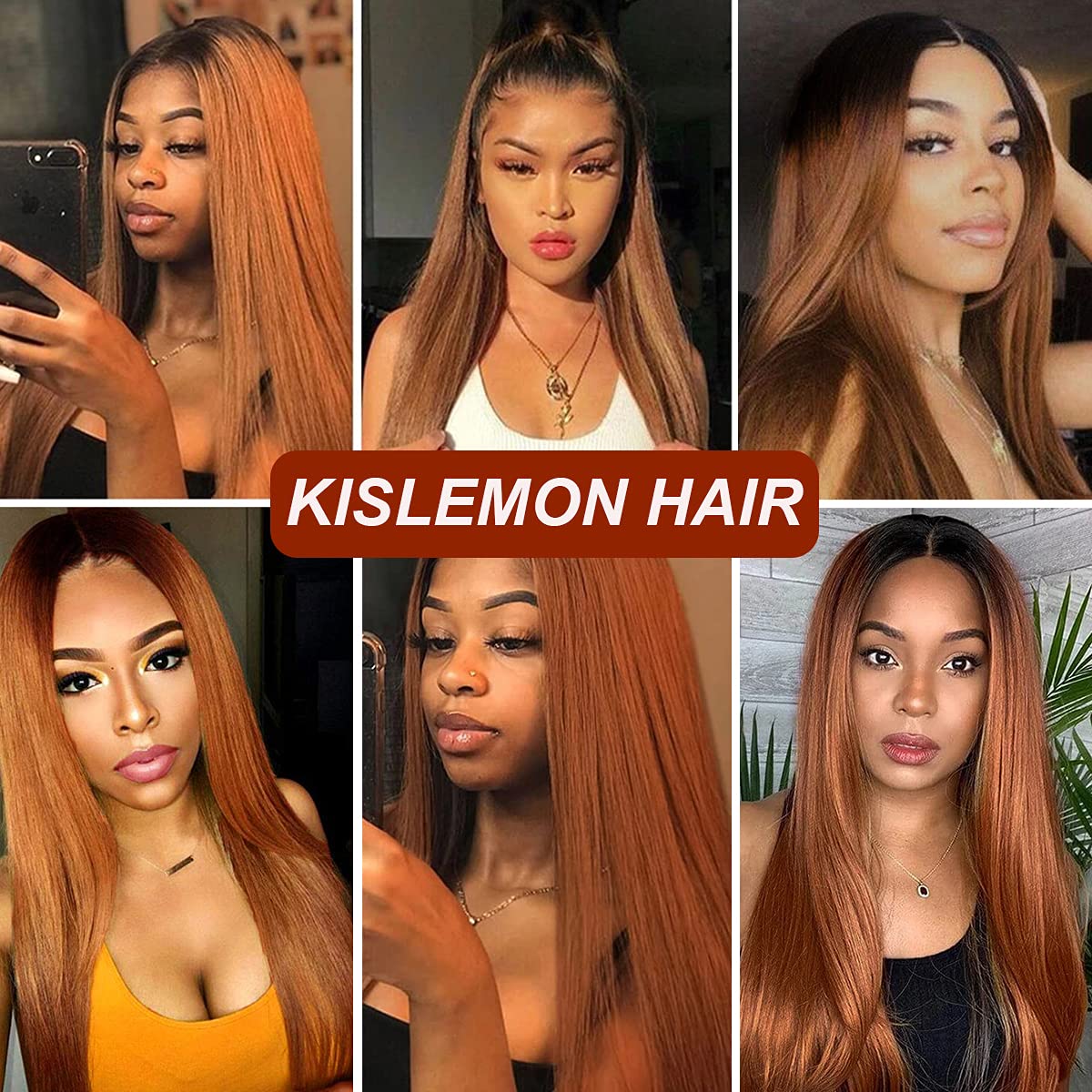 Kislemon Clip in Human Hair Extensions Ombre Straight Hair 125g 100% Human Hair 8Pcs Total of 18 Cli