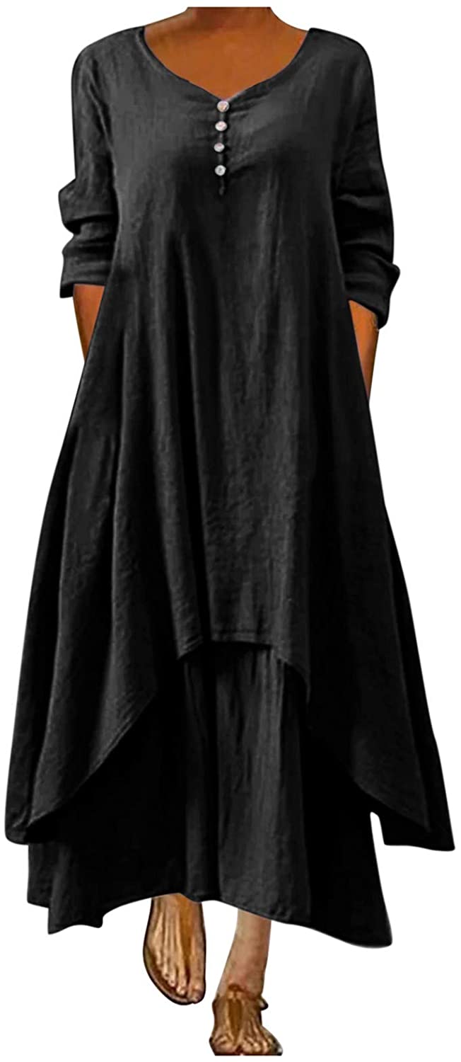 WYTong Women Casual Dress O-Neck Irregular Loose Long Dress Plus Size Maxi Dresses Summer Casual Boh