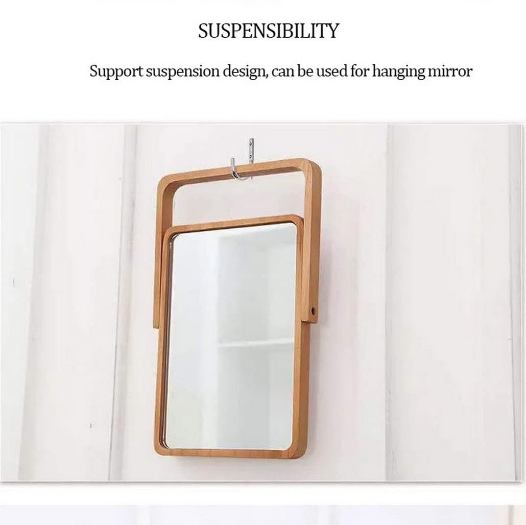 Restbuy Standing Mirror Cosmetic Mirror Table Mirror with Wood Frame and Stand Mirror for hanging Br
