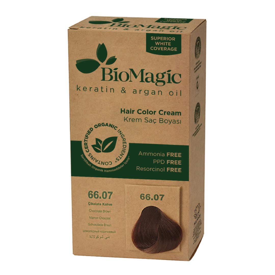 BioMagic Permanent Hair Color, Keratin & Argan Oil Line, Ammonia FREE Hair Dye, Contains Certified O