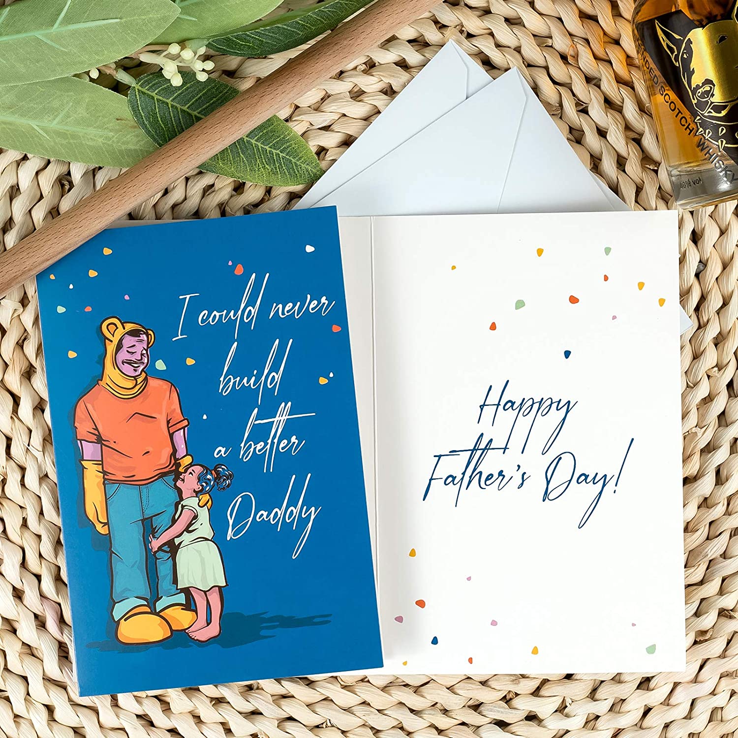 WRAPAHOLIC Assorted Thank You Dad Cards - Happy Father's Day Blank Note Cards with White Envelopes f