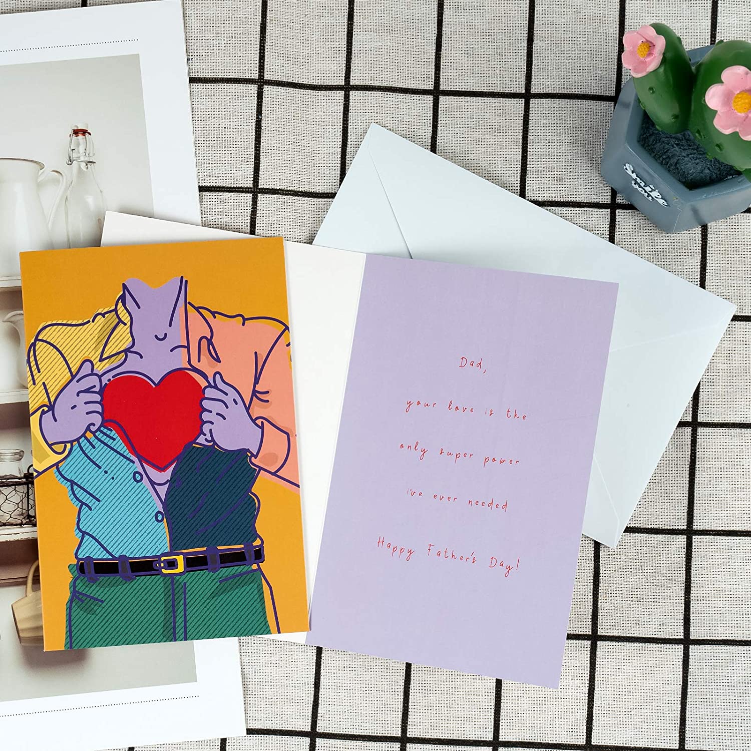 WRAPAHOLIC Assorted Thank You Dad Cards - Happy Father's Day Blank Note Cards with White Envelopes f