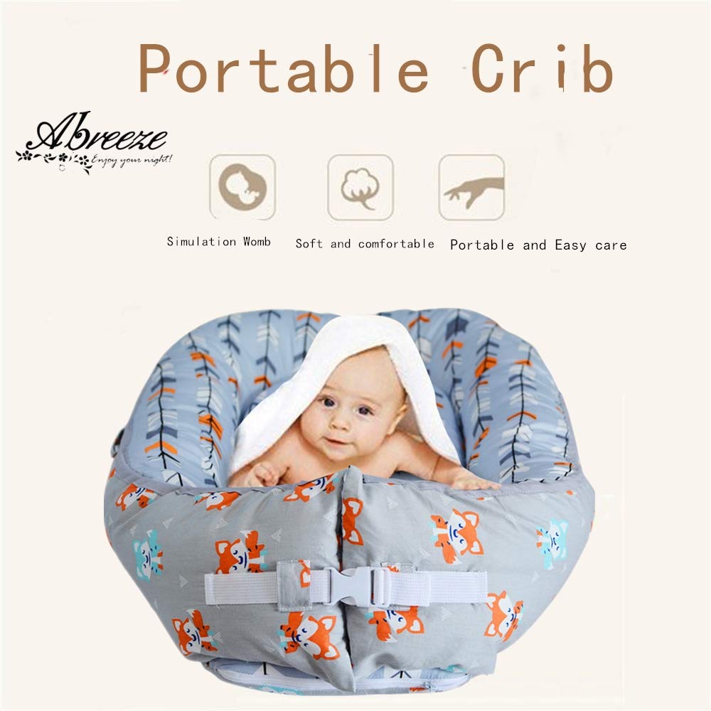 Abreeze Fox Baby Lounger Baby Nest Arrow Portable Super Soft Organic Cotton and Breathable Newborn L