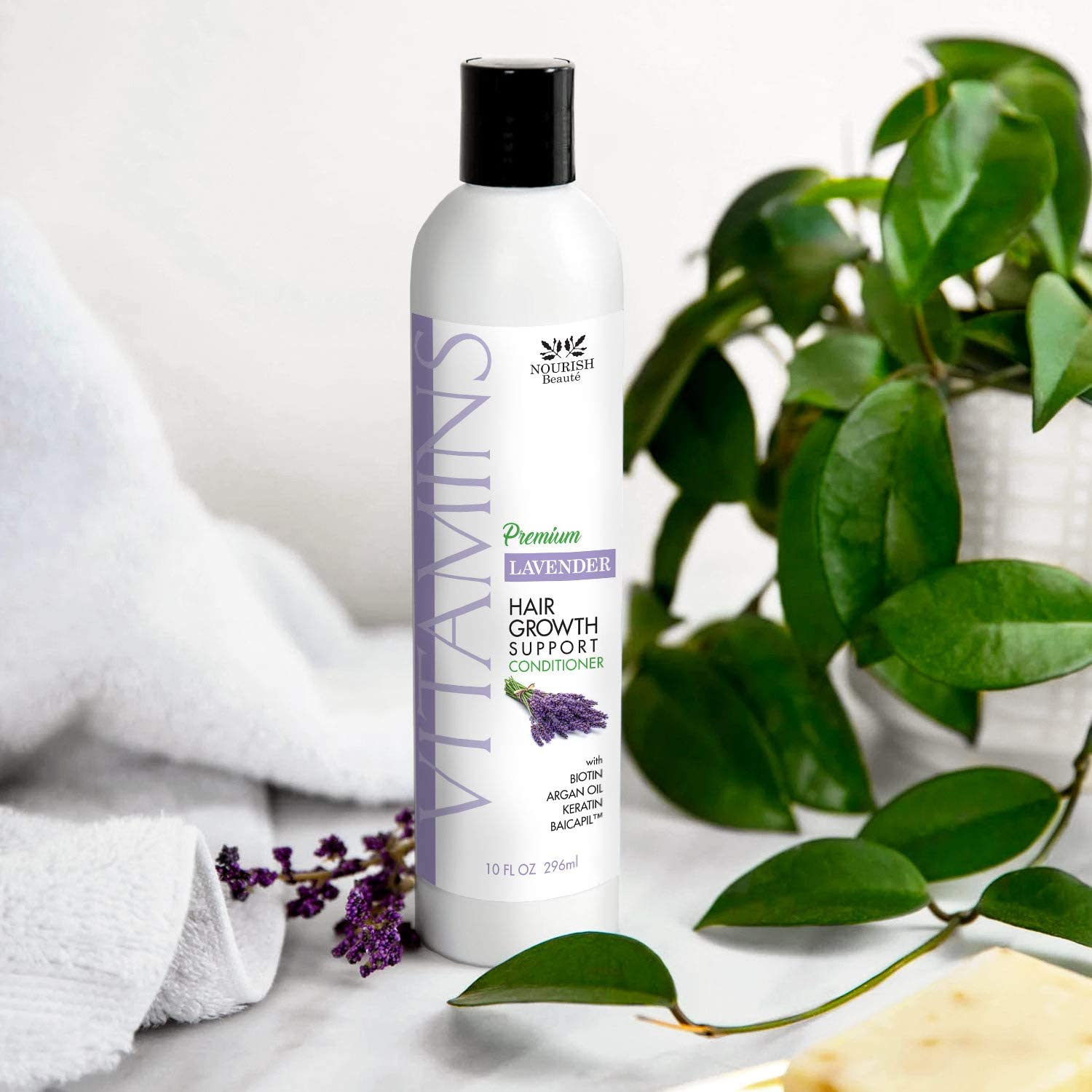 Nourish Beaute Vitamins Premium Conditioner for Hair Loss to Promote Hair Regrowth, Lavender, 10 Oun