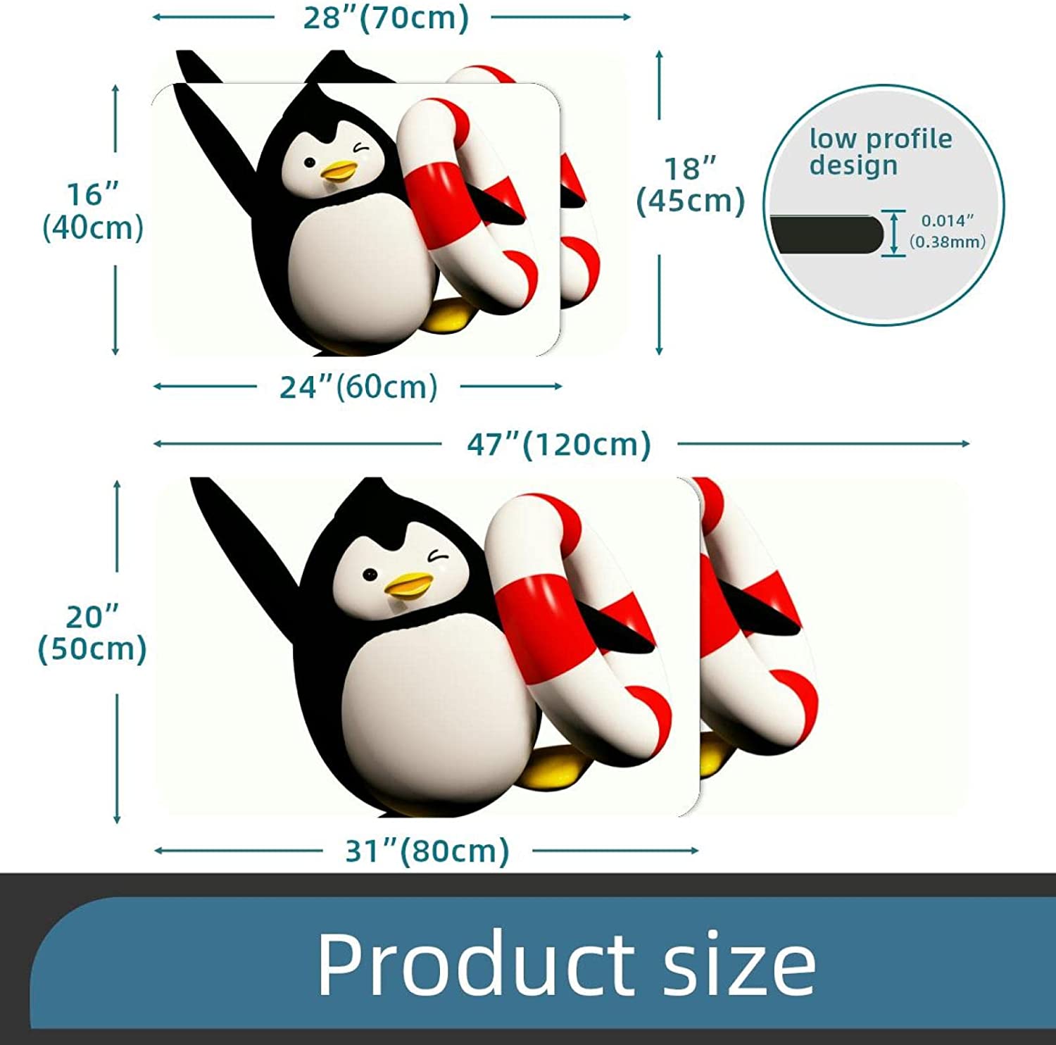Mouse Pad Antarctic Penguin Mouse Mat Waterproof Non-Slip Rubber Base for Office Home Gaming Working