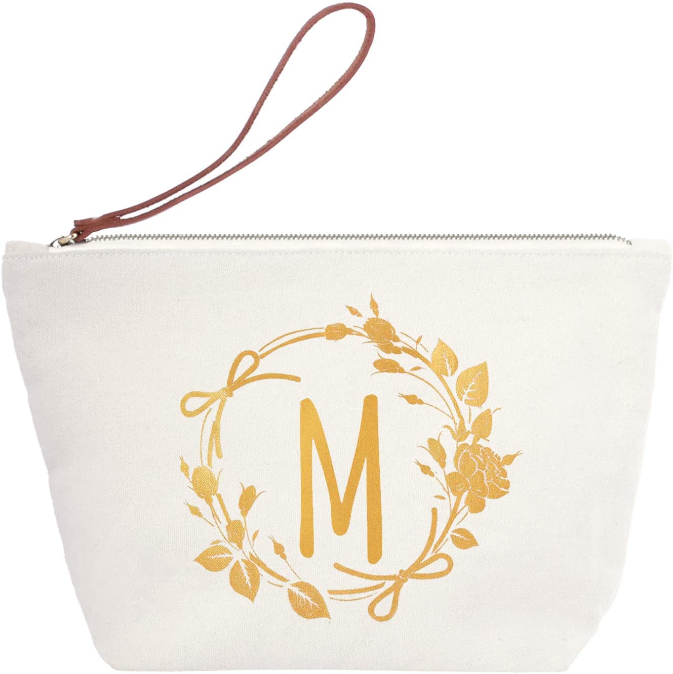 ElegantPark Monogrammed Gifts for Women Personalized Makeup Bag Monogram M Initial Makeup Bag for We