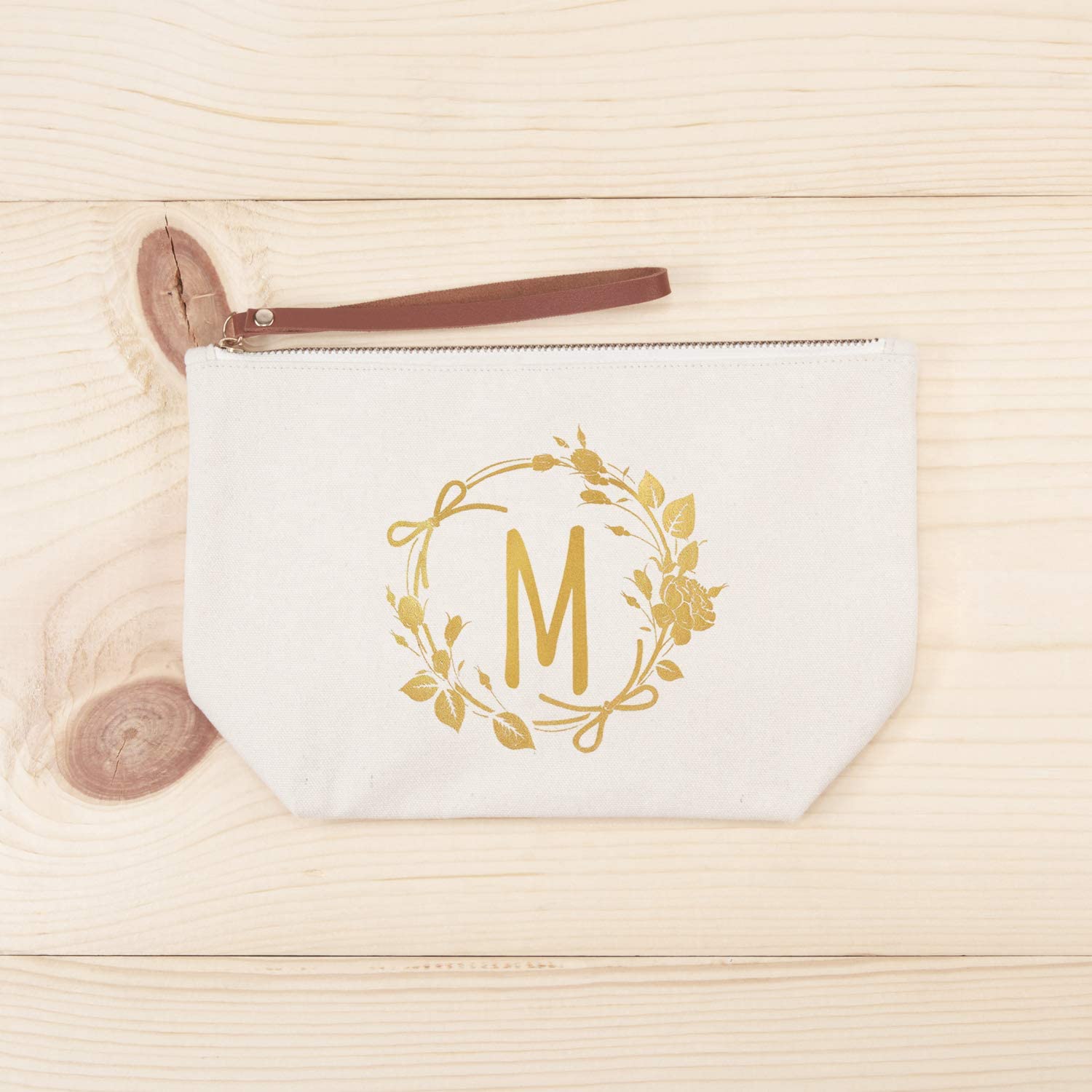 ElegantPark Monogrammed Gifts for Women Personalized Makeup Bag Monogram M Initial Makeup Bag for We