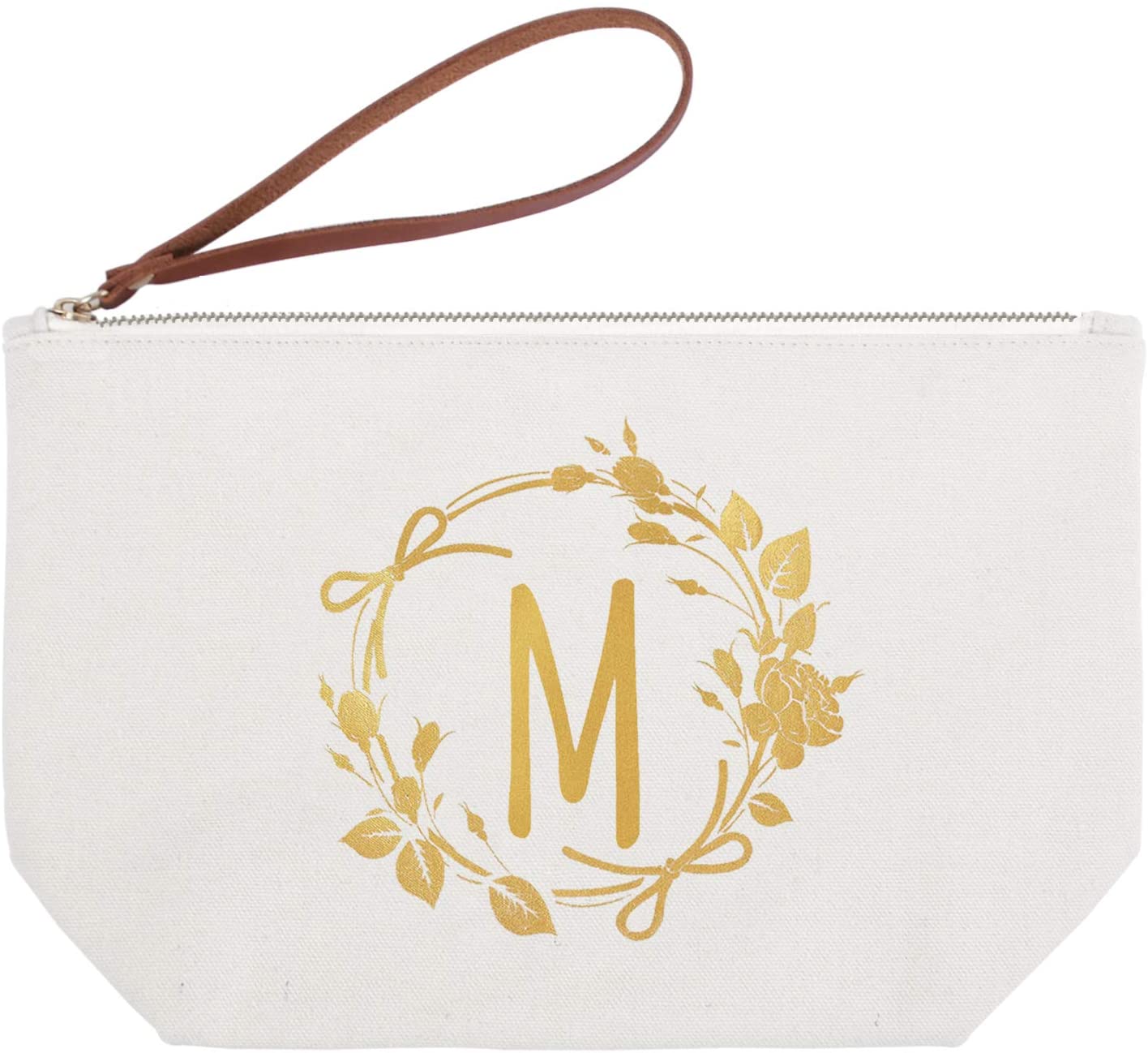 ElegantPark Monogrammed Gifts for Women Personalized Makeup Bag Monogram M Initial Makeup Bag for We