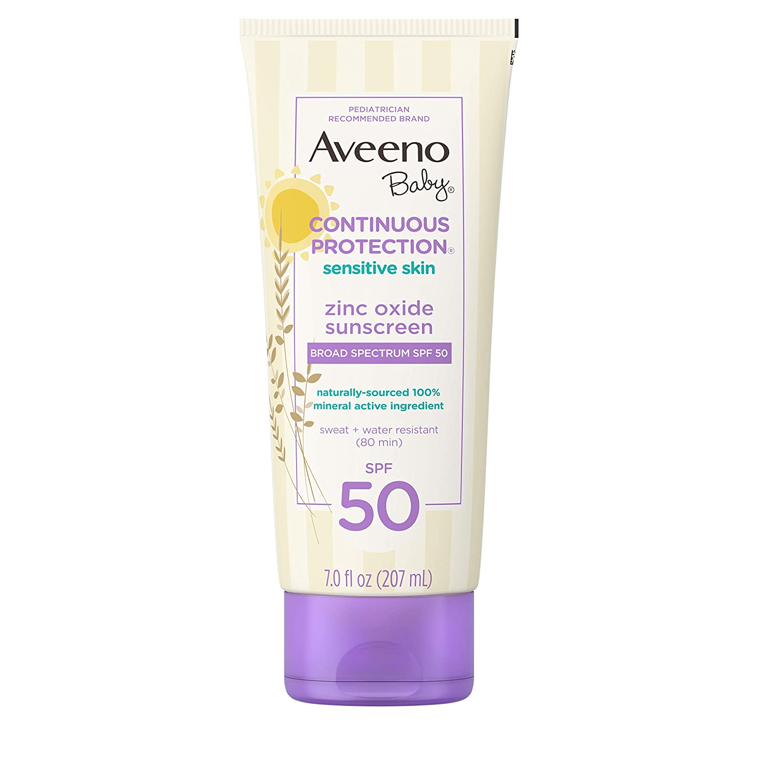 Aveeno Baby Continuous Protection Zinc Oxide Mineral Sunscreen Lotion for Sensitive Skin, Broad Spec