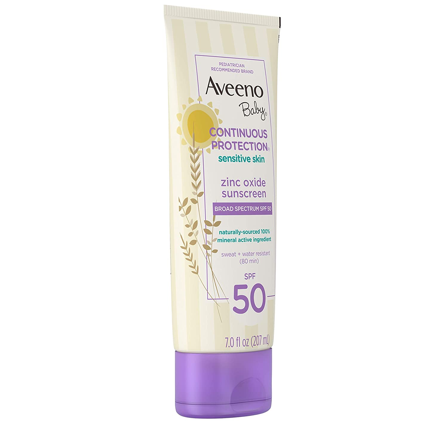 Aveeno Baby Continuous Protection Zinc Oxide Mineral Sunscreen Lotion for Sensitive Skin, Broad Spec