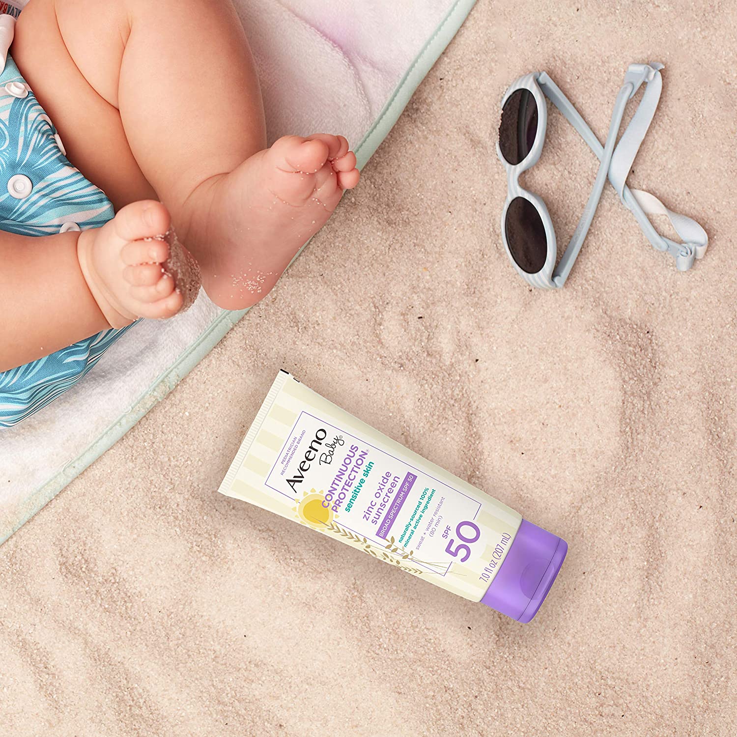 Aveeno Baby Continuous Protection Zinc Oxide Mineral Sunscreen Lotion for Sensitive Skin, Broad Spec