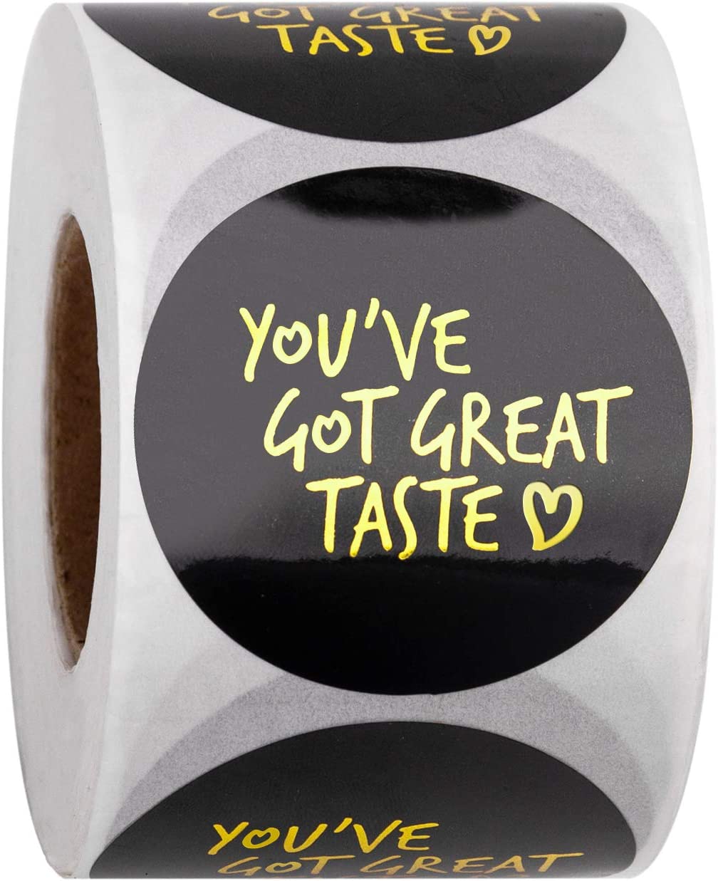 WRAPAHOLIC You've Got Great Taste Stickers - Black Background Gold Foil Business Thank You Stickers,