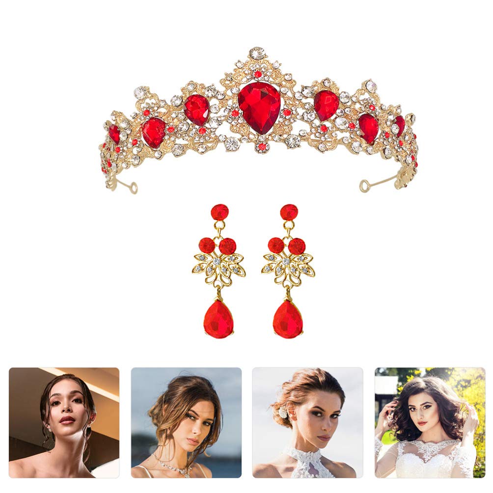 Uonlytech 1 Set Baroque Wedding Crown Elegant Bride Costume Headpiece Shinny Rhinestone Queen Crown 