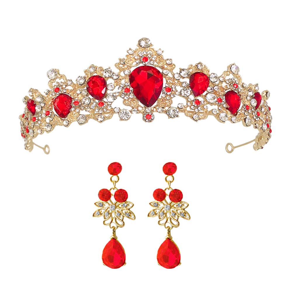 Uonlytech 1 Set Baroque Wedding Crown Elegant Bride Costume Headpiece Shinny Rhinestone Queen Crown 